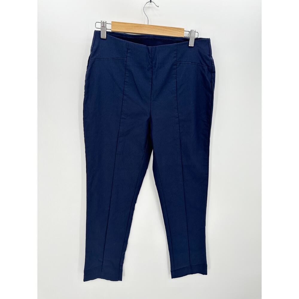 So Slimming by Chico's Pants Women 1 Medium Blue Stretch Ankle Dress Trousers